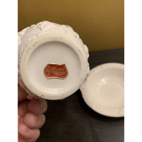 Vintage Lefton China 3D Floral Pitcher Basin Bisque Mini Porcelain 3.0” Japan‎ - Picture 4 of 10